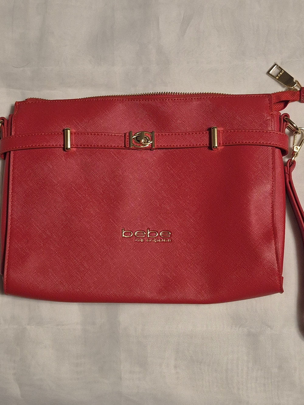 bebe Red Crossbody Bag with Gold Hardware
